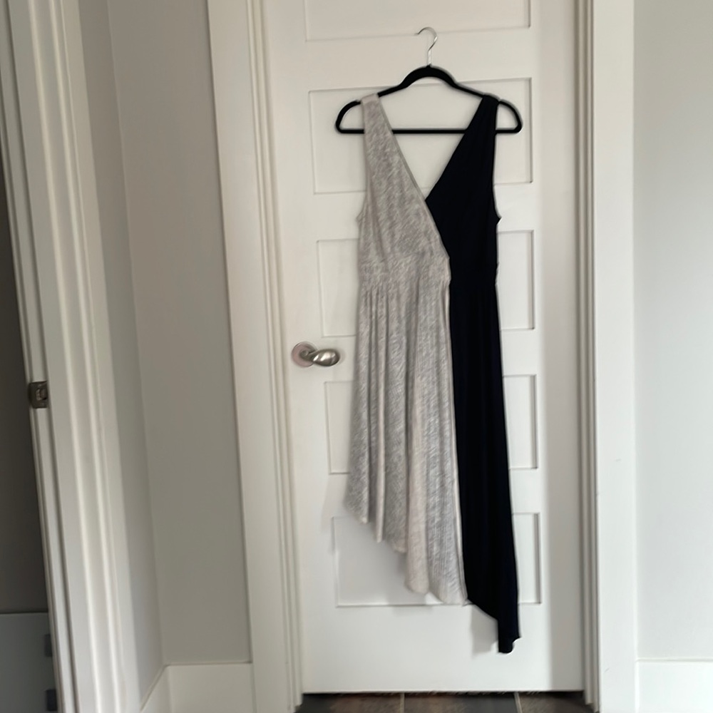 Maeve for Anthropologie. Oatmeal and black asymmetrical tank dress